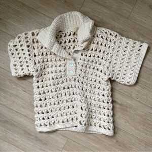 NWOT Nia Thomas Crochet Penelope Polo top